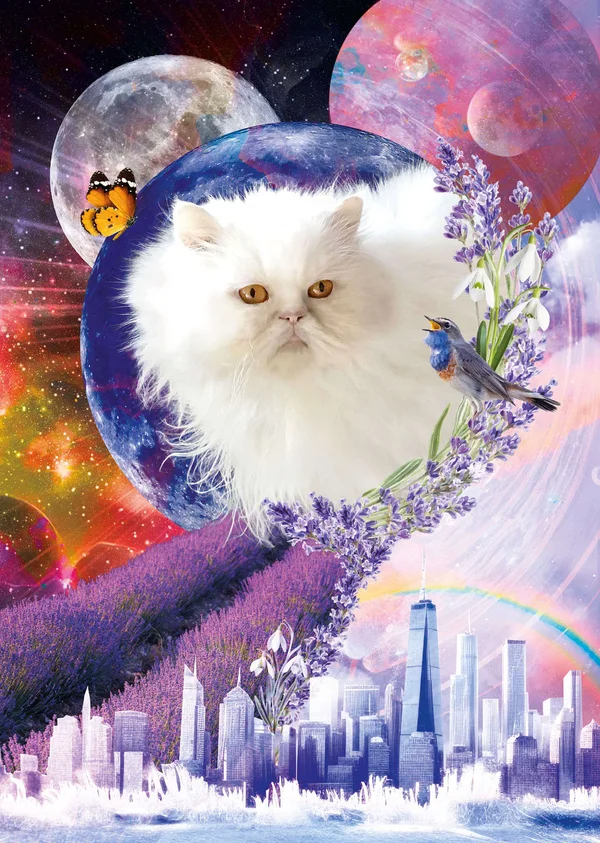 Handmade cosmic pet portrait