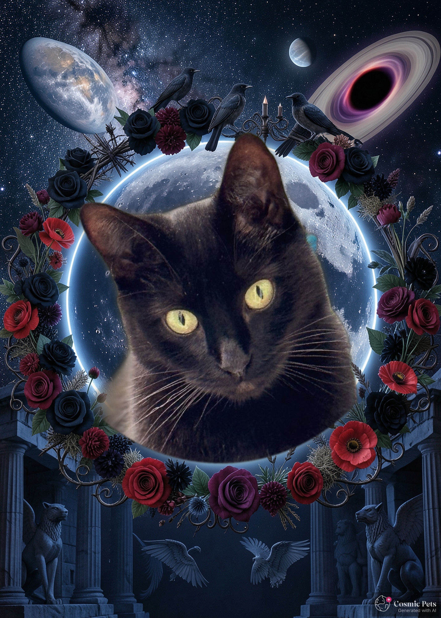 Nyx, a black cat, mistress of the midnight court