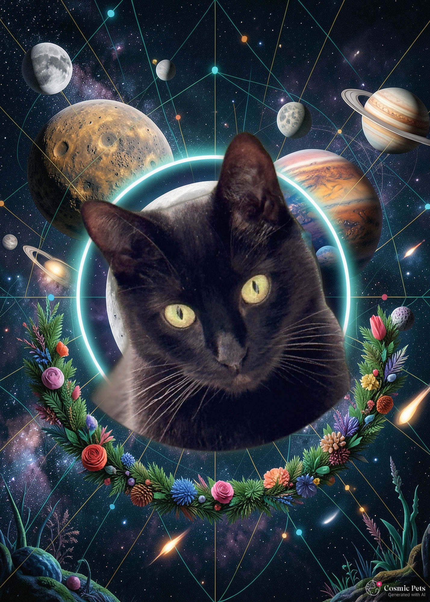Luna, a black cat, cartographer of the void